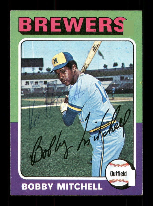 Bobby Mitchell Autographed 1975 Topps Card #468 Milwaukee Brewers SKU #168478