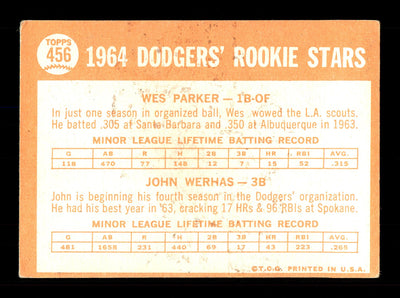 John Werhas Autographed 1964 Topps Rookie Card #456 Los Angeles Dodgers SKU #170324