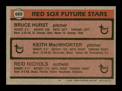 Keith MacWhorter & Reid Nichols Autographed 1981 Topps Rookie Card #689 Boston Red Sox SKU #166426