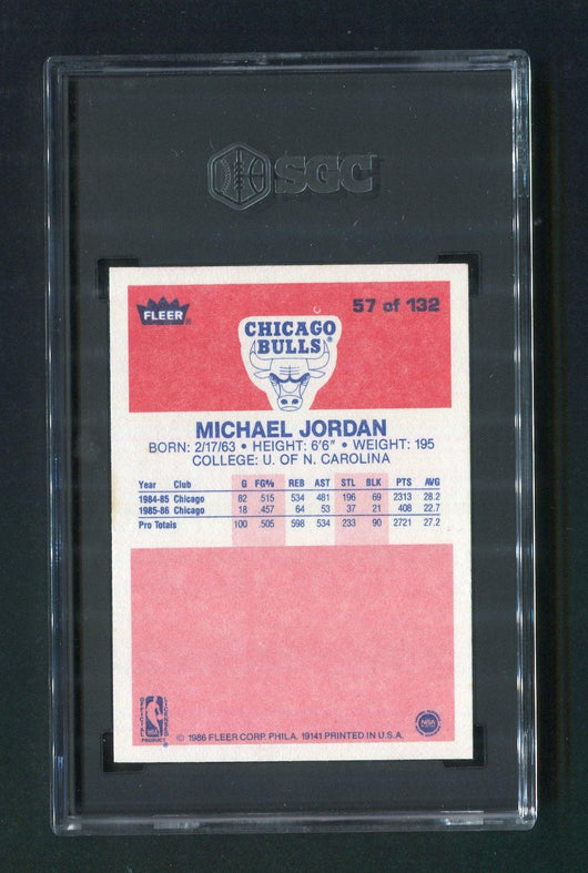 1986-87 Fleer #57 Michael Jordan Chicago Bulls SGC 6 Rookie Basketball Card