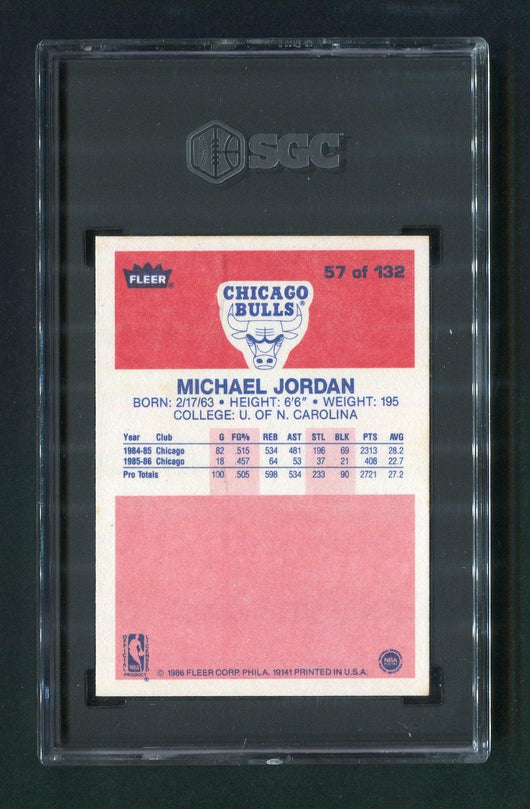 1986-87 Fleer #58 Michael Jordan Chicago Bulls SGC 7 Rookie Basketball Card