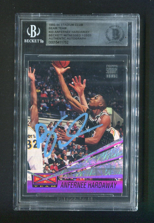 1993-94 Stadium Club #23 Anfernee Penny Hardaway BGS Authentic Autograph Signed Rookie BEAM TEAM Card