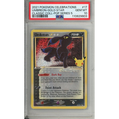Pokemon Graded: Umbreon Gold Star 17/17 Celebrations Classic Collection (2021) Holo PSA 10