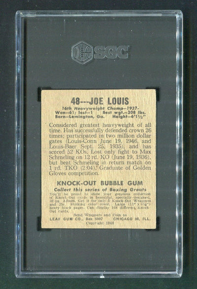 1948 Leaf Gum Co. #48 Joe Louis SGC Authentic Heavyweight Champion Boxing Card