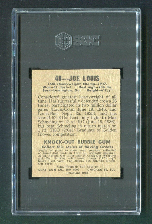 1948 Leaf Gum Co. #48 Joe Louis SGC Authentic Heavyweight Champion Boxing Card