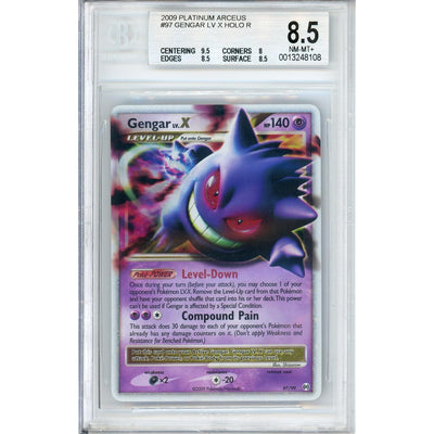 Pokemon Graded: Gengar Lv.X 97/99 Platinum Arceus (2009) Holo Beckett 8.5