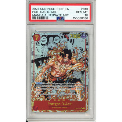 One Piece Graded: Portgas D. Ace PRB01 Manga Alt Art (2024) PSA 10