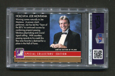 1991 Arena Holograms Joe Montana #1A PSA/DNA GEM MINT 10 Signed Football Card