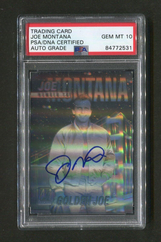 1991 Arena Holograms Joe Montana #1A PSA/DNA GEM MINT 10 Signed Football Card