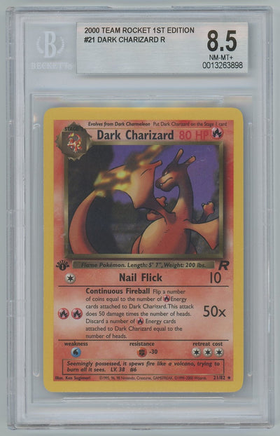 BGS 8.5 (NM-MT+) Dark Charizard - 2000 Pokemon Team Rocket 1st Edition (#0013263898)