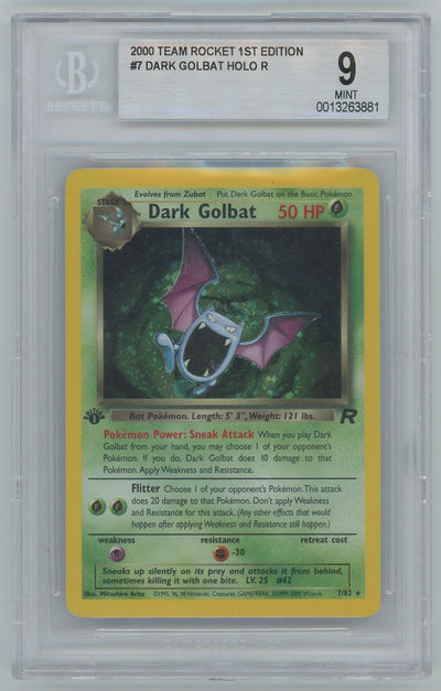 BGS 9 (MINT) Dark Golbat Holo - 2000 Pokemon Team Rocket 1st Edition (#0013263881)