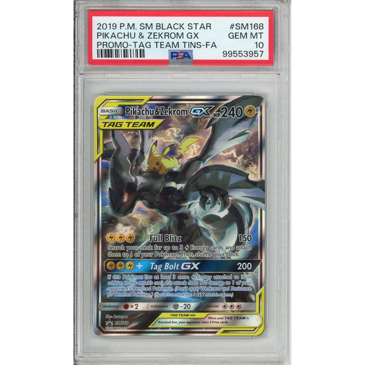 Pokemon Graded: Pikachu & Zekrom GX #SM168 Tag Team Promo Full Art (2019) PSA 10