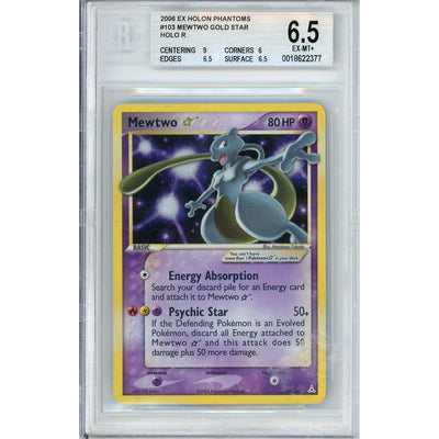 Pokemon Graded: Mewtwo Gold Star 103/110 Holon Phantoms (2006) Holo Beckett 6.5
