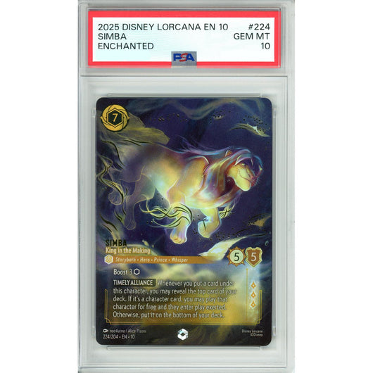 Lorcana Graded: Simba King in the Making 224/204 Enchanted (2025) PSA 10