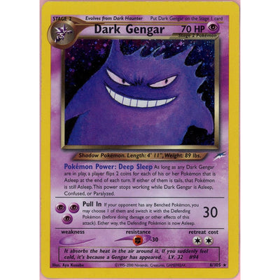 Pokemon Single: Dark Gengar 6/105 Neo Destiny (2002) Holo LP