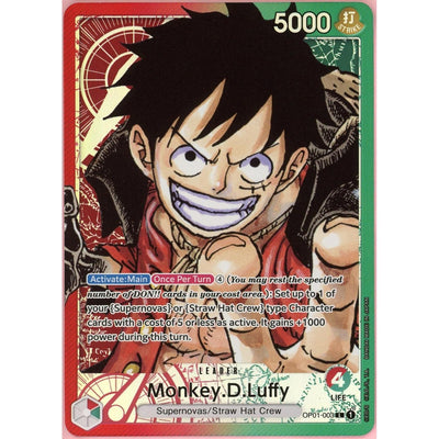 One Piece Single: Monkey D. Luffy Leader Alt Art OP01-003 Romance Dawn NM