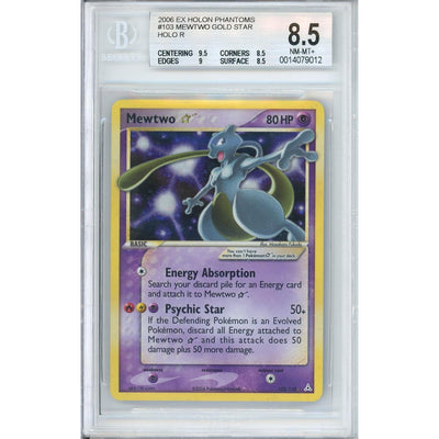 Pokemon Graded: Mewtwo Gold Star 103/110 Ex Holon Phantoms (2006) Holo Beckett 8.5