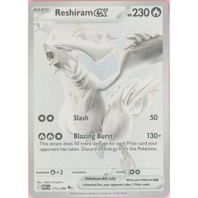 Pokemon Single: Reshiram ex 173/086 White Flare (2025) Holo Monochrome NM