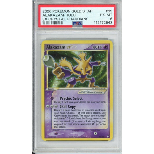 Pokemon Graded: Alakazam Gold Star 99/100 Ex Crystal Gaurdians (2006) Holo PSA 6
