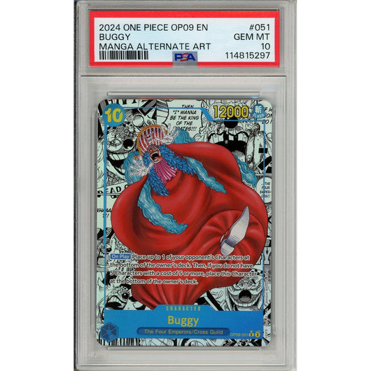 One Piece Graded: Buggy Manga Alt Art OP09-051 Emperors in the New World PSA 10