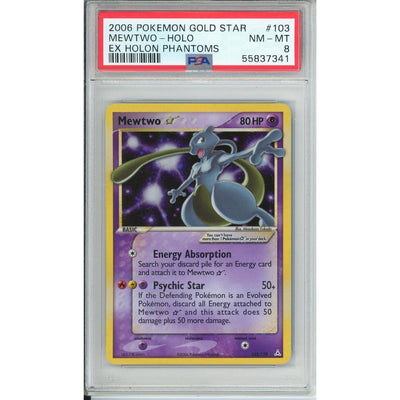 Pokemon Graded: Mewtwo Gold Star 103/110 Ex Holon Phantoms (2006) Holo PSA 8