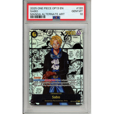 One Piece Graded: Sabo Manga Alt Art OP13-120 Carrying on His Will PSA 10