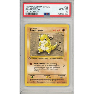 Pokemon Graded: Sandshrew 1st Edition 62/102 Base Set (1999) PSA 10