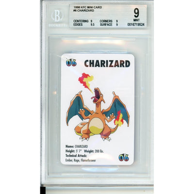 Pokemon Graded: 1998 KFC Mini Card Charizard #6 Beckett 9 MINT