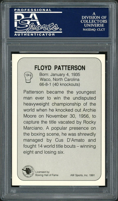 Floyd Patterson Autographed 1991 AW Sports Boxing Card Card #124 PSA/DNA Stock #192601