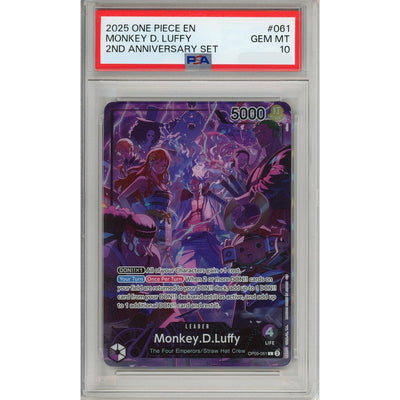 One Piece Graded: Monkey D. Luffy Leader OP09-061 2nd Anniversary Set PSA 10