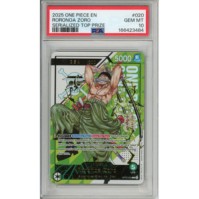 One Piece Graded: Roronoa Zoro OP12-020 Serialized Top Prize 2025 PSA 10