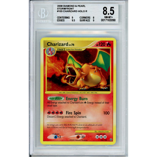 Pokemon Graded: Charizard 103/100 Stormfront (2008) Holo Beckett 8.5