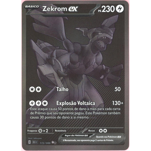 Pokemon Single: Portuguese Zekrom ex 172/86 Black Bolt (2025) Black Monochrome NM