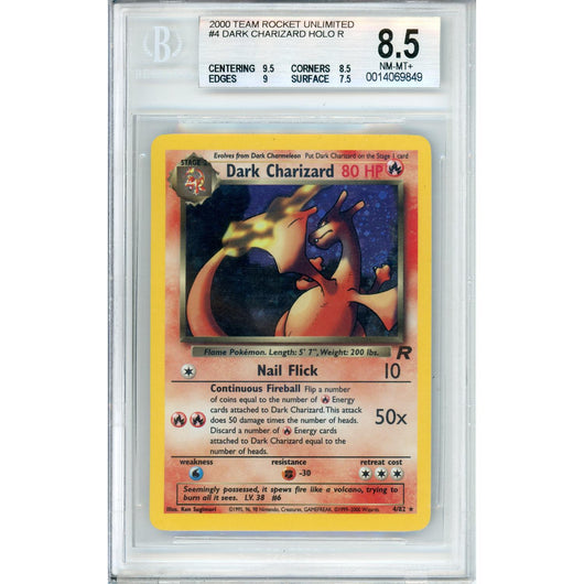 Pokemon Graded: Dark Charizard 4/82 Team Rocket (2000) Beckett 8.5