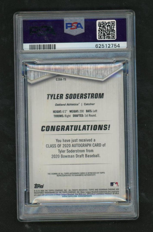2020 Bowman Draft Class of '20 Autograph Gold Refractor Tyler Soderstrom #C20ATS /50 PSA 9