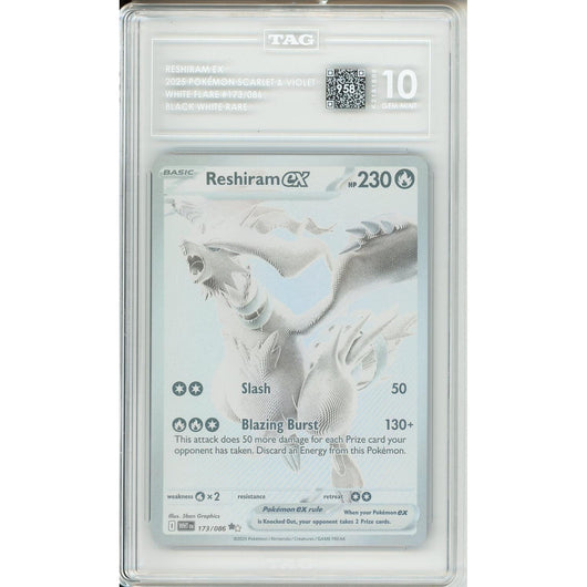 Pokemon Graded: Reshiram ex 173/86 White Flare (2025) White Monochrome Holo TAG 10