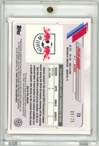 Tyler Adams 2021 Topps Chrome UCL Steve Aoki Edition Autographs Orange #'d 08/25