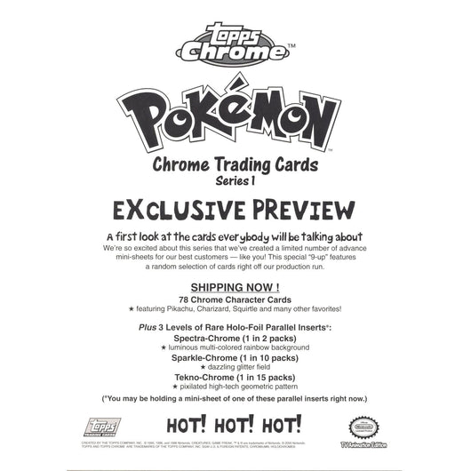 Pokemon: Topps Series 1 Chrome Promo Sheet Charizard