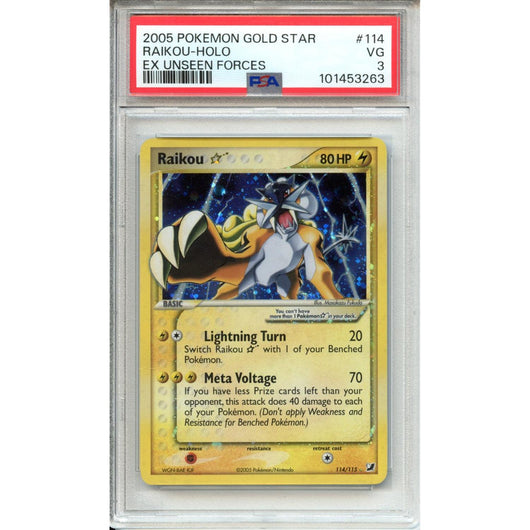 Pokemon Graded: Gold Star Raikou PSA 3