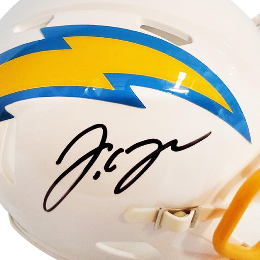 JC Jackson Signed Los Angeles Chargers Speed Mini Replica Football Helmet (JSA)
