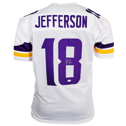 Justin Jefferson Signed Minnesota White Football Jersey (Beckett)