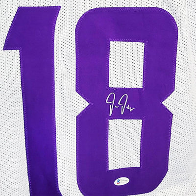 Justin Jefferson Signed Minnesota White Football Jersey (Beckett)