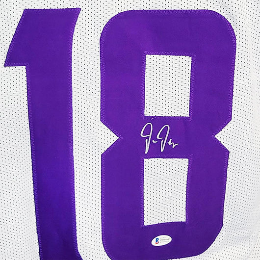 Justin Jefferson Signed Minnesota White Football Jersey (Beckett)