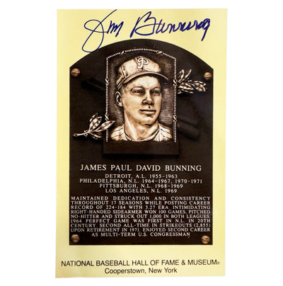 Jim Bunning Signed HOF Plaque Card (JSA)