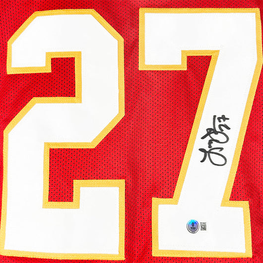 Larry Johnson Signed Kansas City Red Football Jersey (Beckett)