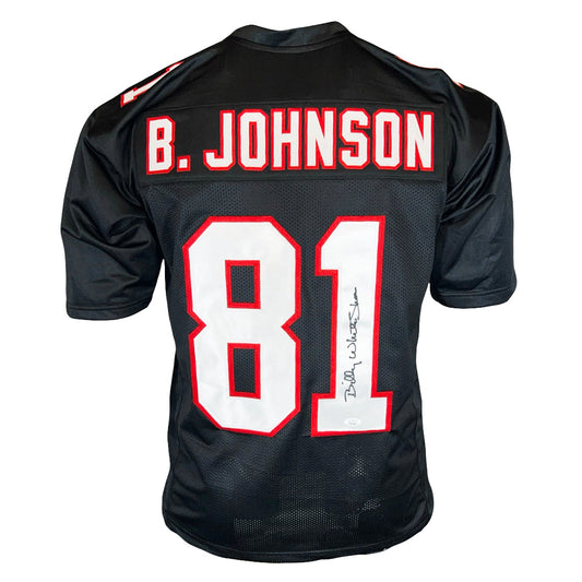 Billy "White Shoes" Johnson Signed Atlanta Black Football Jersey (JSA)