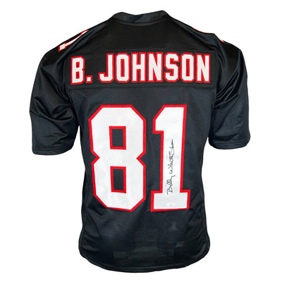 Billy "White Shoes" Johnson Signed Atlanta Black Football Jersey (JSA)
