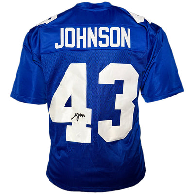 Michael Johnson Signed New York Blue Football Jersey (JSA)