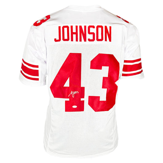 Michael Johnson Signed New York White Football Jersey (JSA)