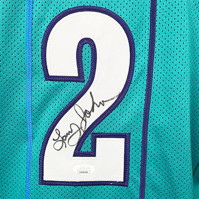Larry Johnson Signed Charlotte Teal Basketball Jersey (PSA)